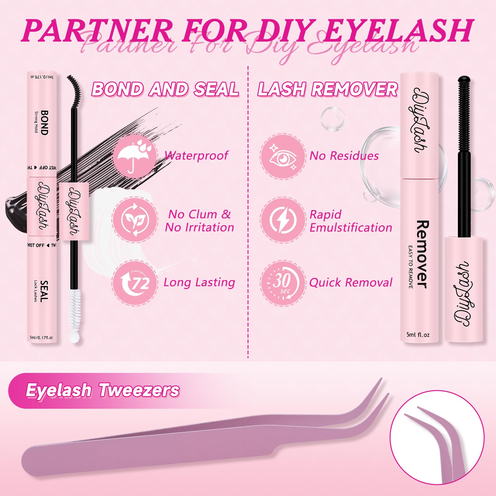 NYCAAR DIY Lash Extension Kit – 280Pcs, 30D/40D Clusters, 0.07D Curl, 9-16mm, Glue Remover