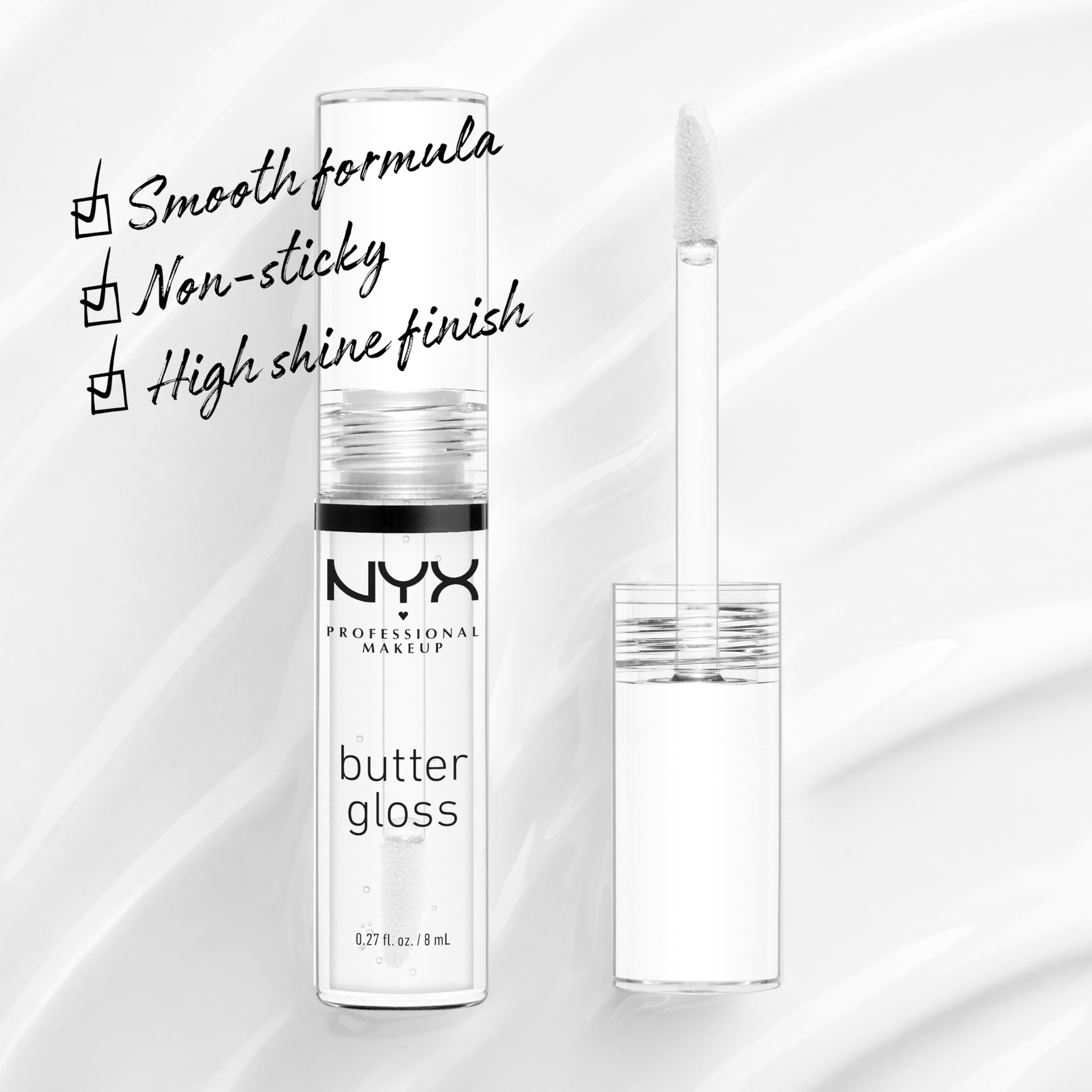NYX PROFESSIONAL MAKEUP Butter Gloss Sugar Glass Clear 3-Pack – Non-Sticky Lip Gloss, Sheer to Medium Shine