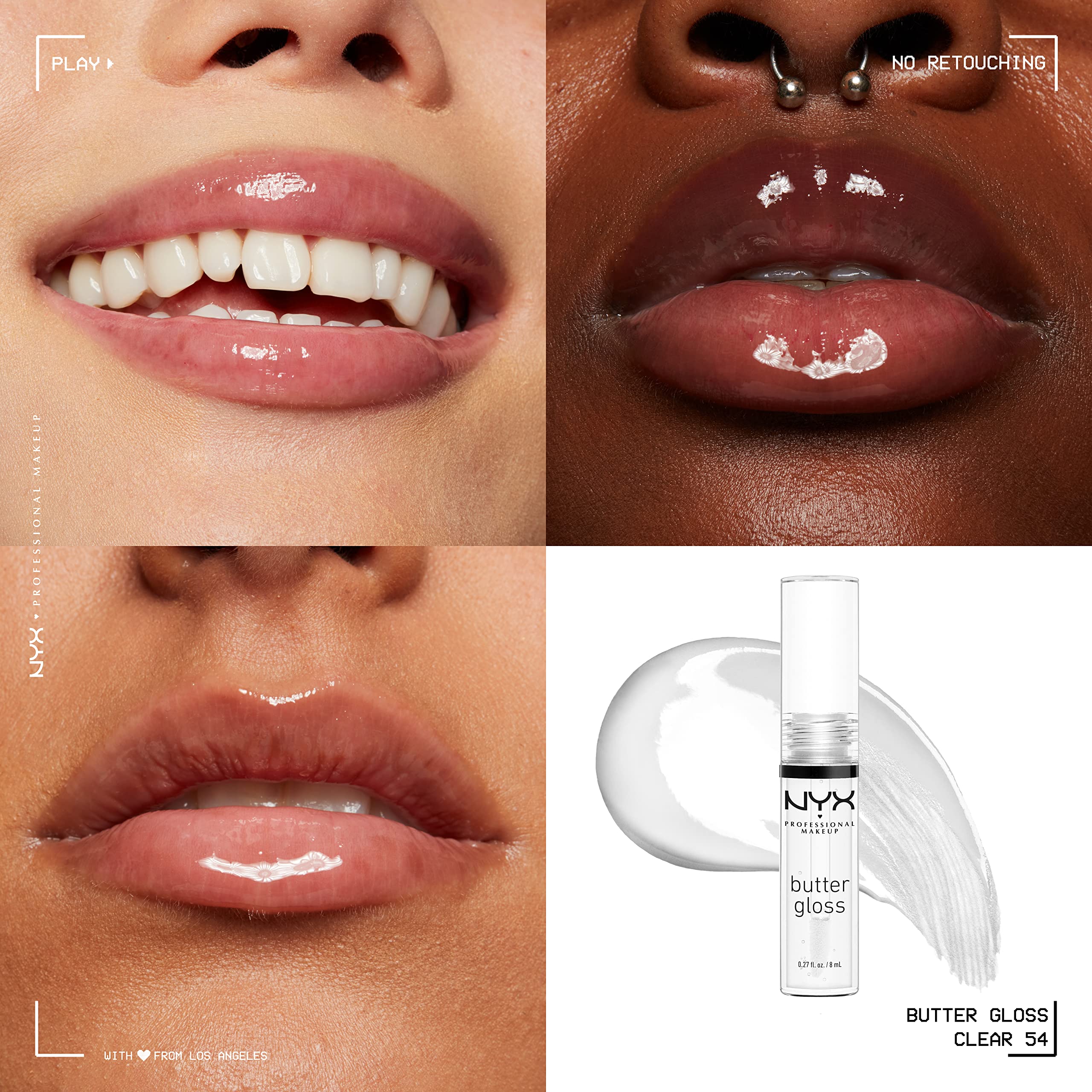 NYX PROFESSIONAL MAKEUP Butter Gloss Sugar Glass Clear 3-Pack – Non-Sticky Lip Gloss, Sheer to Medium Shine