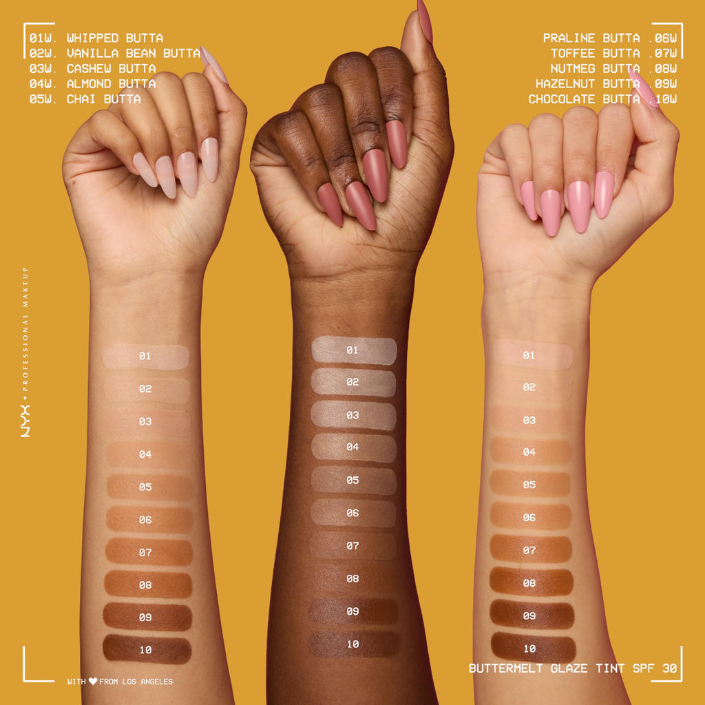 NYX PROFESSIONAL MAKEUP Buttermelt Glaze Soft Glow Skin Tint + SPF 30 – Up to 12HR Wear, Cashew Butta 03