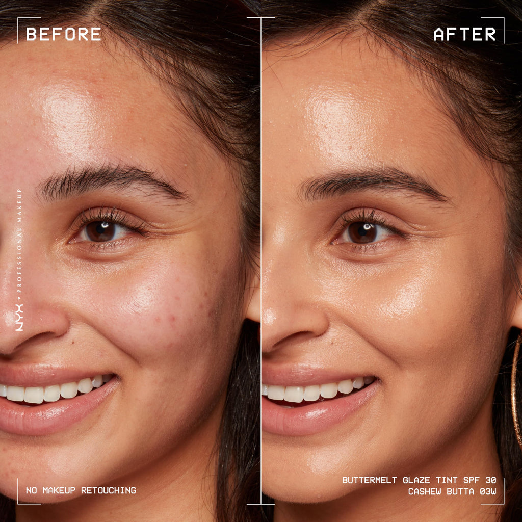 NYX PROFESSIONAL MAKEUP Buttermelt Glaze Soft Glow Skin Tint + SPF 30 – Up to 12HR Wear, Cashew Butta 03