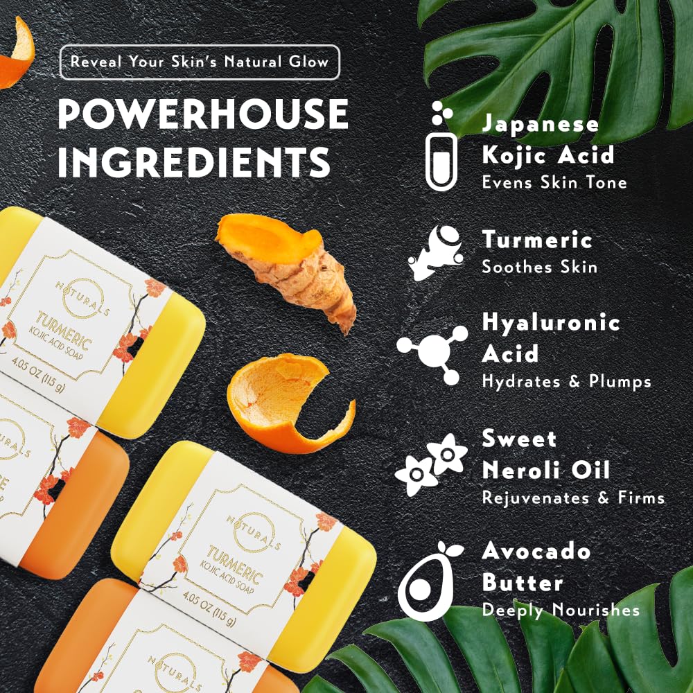 O NATURALS 100% Natural Kojic Acid Soap Gift Set – 4pc Turmeric
