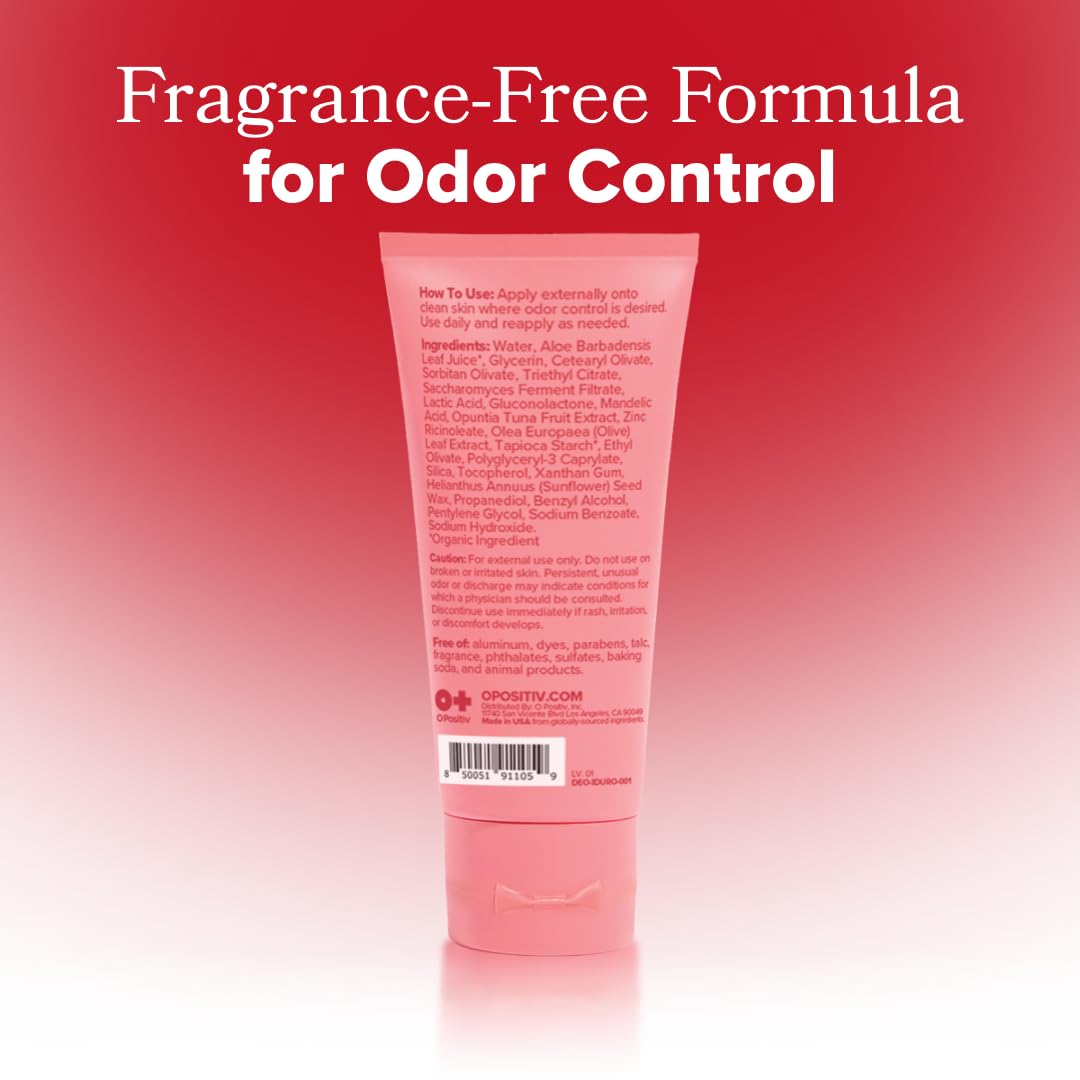 O Positiv URO Intimate Whole Body Deodorant Cream – Aluminum-Free, Unscented, Dermatologist Tested, 3 oz