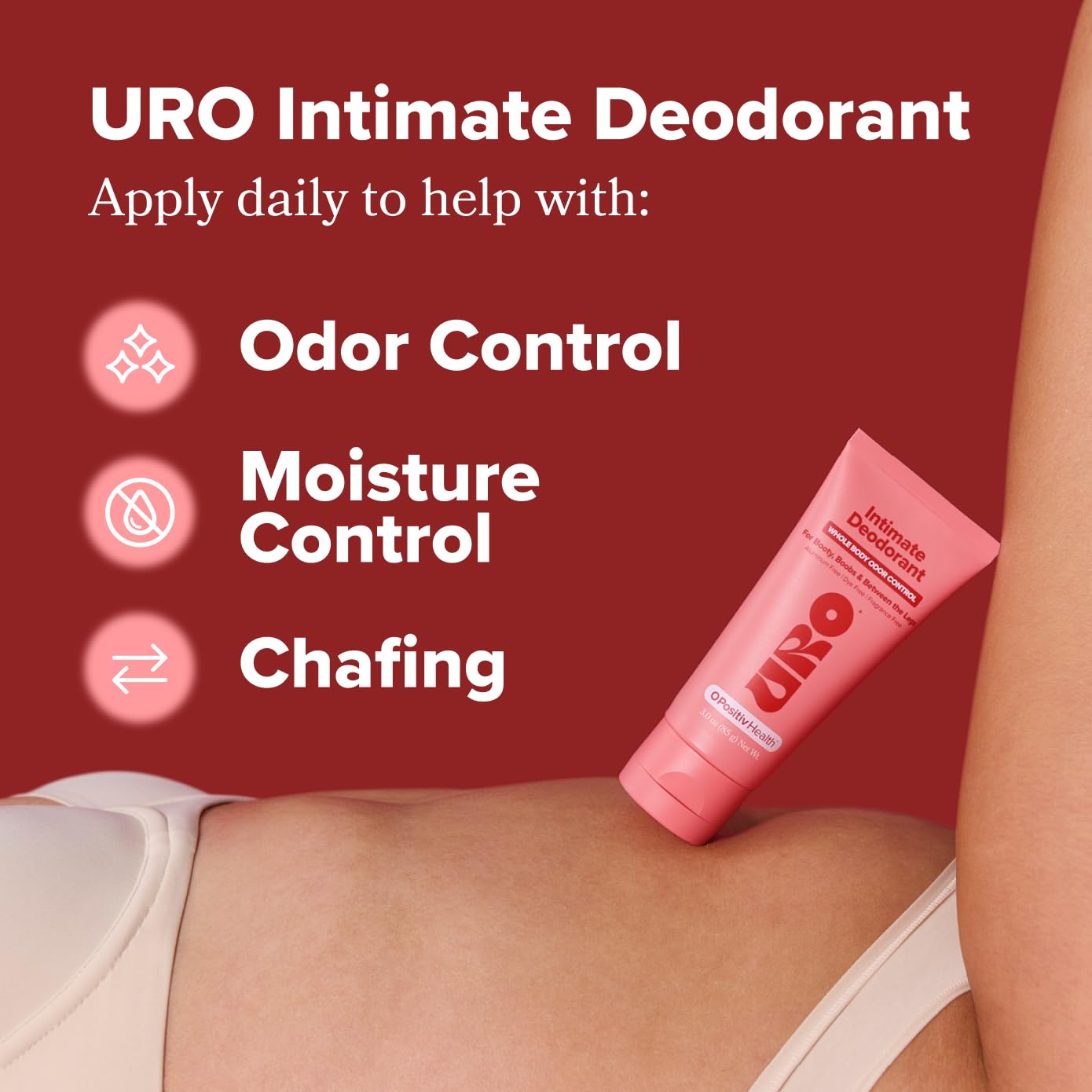 O Positiv URO Intimate Whole Body Deodorant Cream – Aluminum-Free, Unscented, Dermatologist Tested, 3 oz