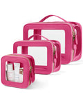 Oaque Clear Cosmetic Bag Set – 3-Piece Transparent Makeup Bags with Handle | Travel Toiletry Organizer