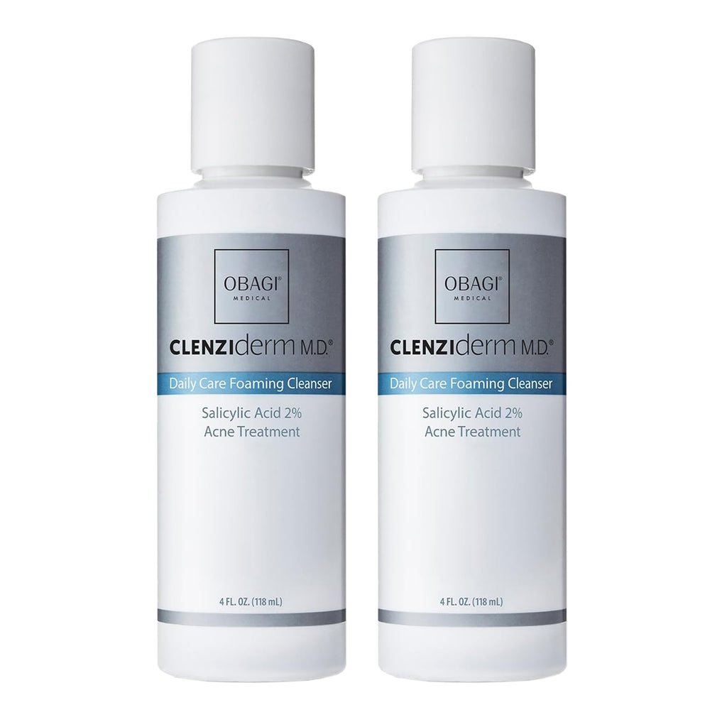 Obagi Medical CLENZIderm M.D. Daily Care Foaming Acne Cleanser with 2% Salicylic Acid (BHA) – Two Pack (4 oz each)