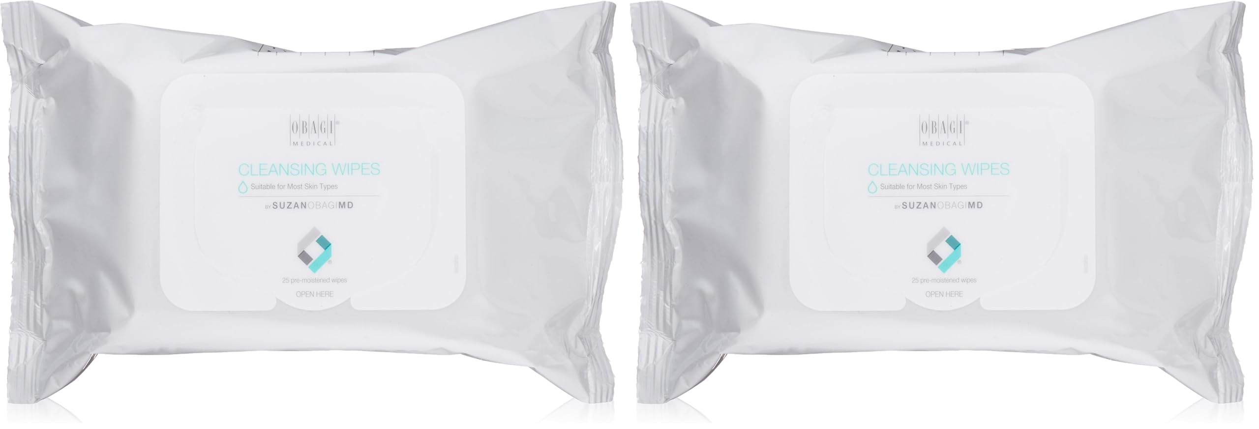Obagi Medical On the Go Cleansing & Makeup Removing Wipes – 25 Count (Pack of 2)