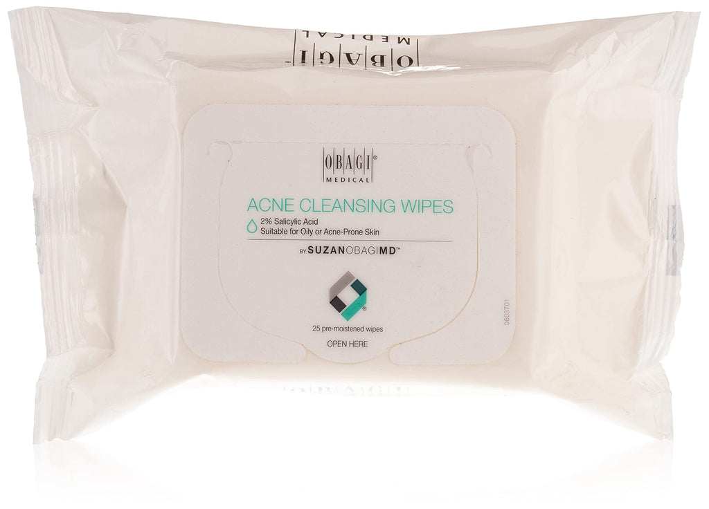 SUZANOBAGIMD On the Go Cleansing Wipes for Oily or Acne-Prone Skin, 25 Count | Obagi Medical