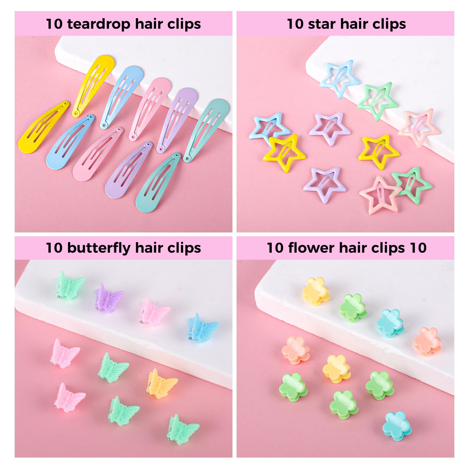 obeoby Colorful Rubber Bands Set – 2020 Pcs Elastic Hair Ties, 5 Styling Tools, 40 Hair Clips, Gift for Daughter