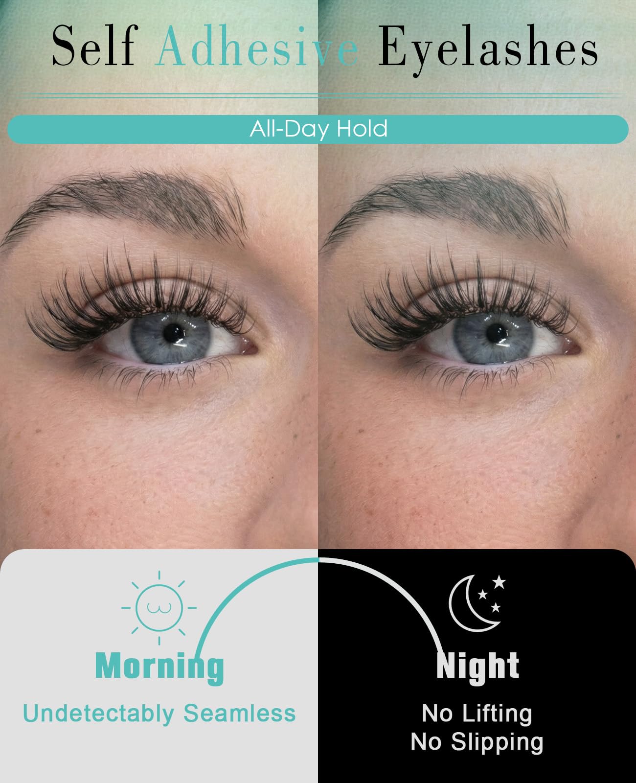 Obeyalash Self-Adhesive Cat Eye Lashes – Waterproof, Glueless, 15mm, 5 Pairs with Tweezers