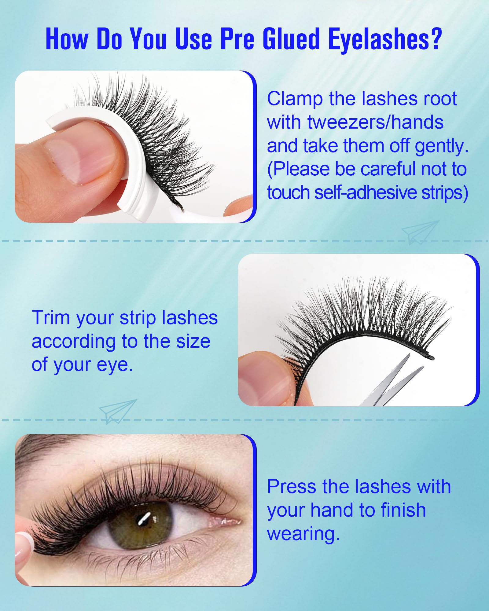 Obeyalash Self-Adhesive Cat Eye Lashes 12mm (6D07) – Waterproof, Glueless, 5 Pairs