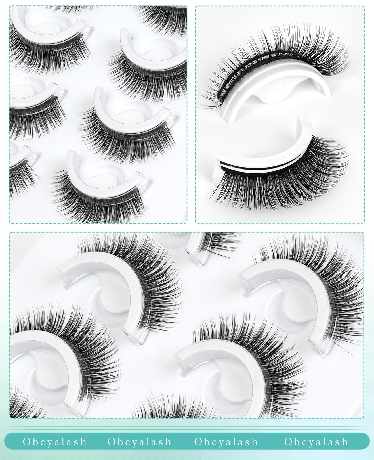Obeyalash Self-Adhesive Doll Eye Lashes 15mm – Glue-Free, Waterproof, 5 Pairs