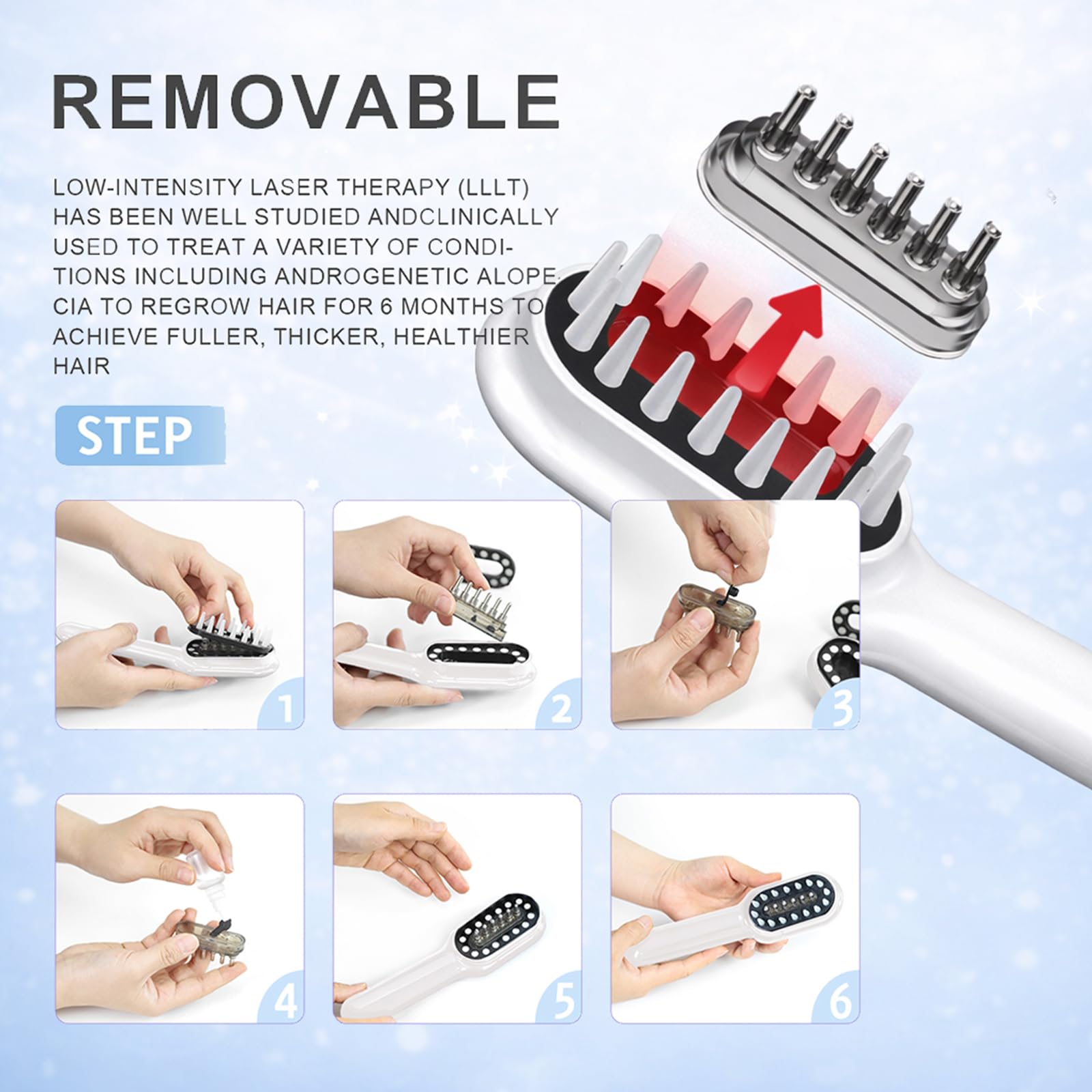 Obiredk Laser Hair Growth Comb - White | At-Home LLLT for Hair Growth