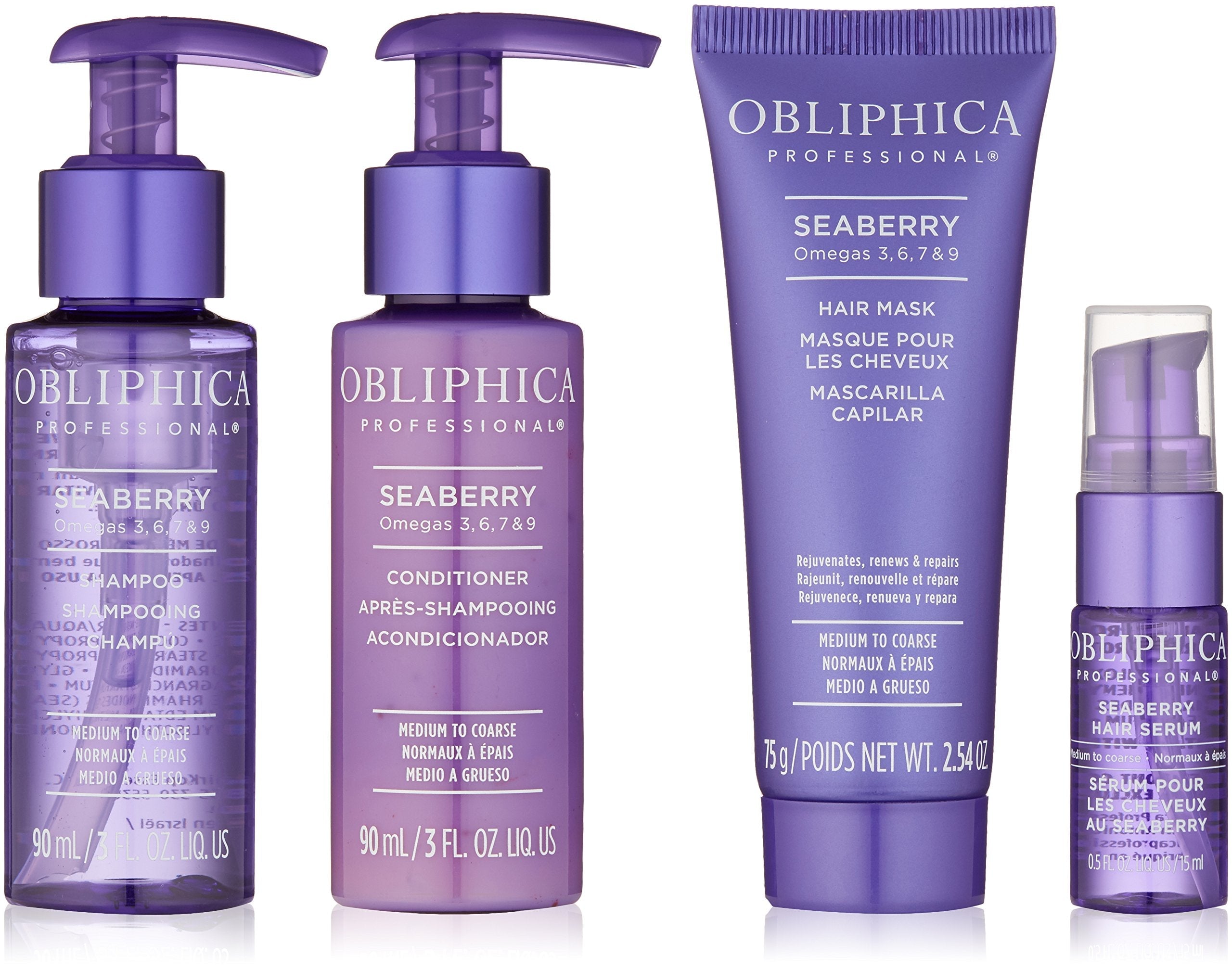 Obliphica Professional Seaberry Travel Kit for Medium to Coarse Hair – On-the-Go Frizz Control & Hydration