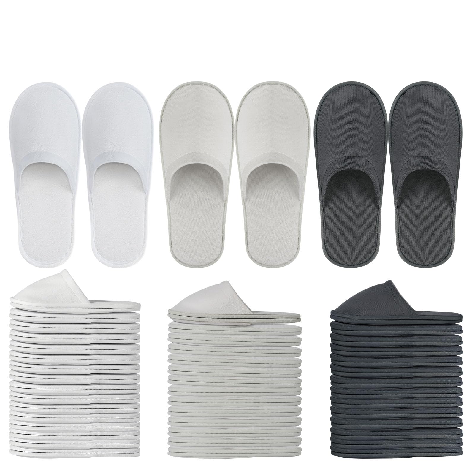 OBMMIRAO 44 Pairs Bulk Disposable Slippers for Guests – 6mm EVA Non-Slip Sole, Fits US Men 10 & Women 11