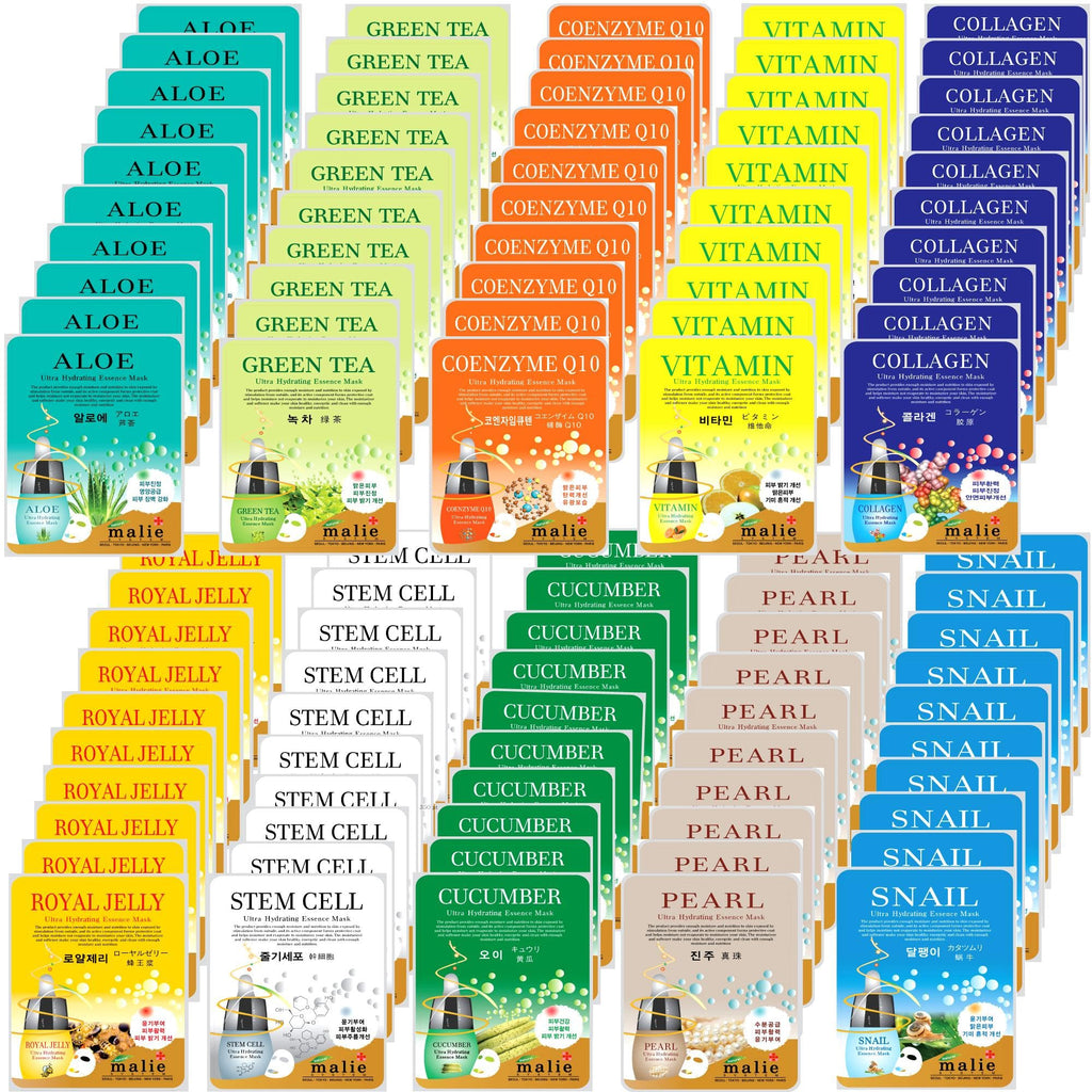 OBS lab 100 Pcs Combo Ultra Hydrating Essence Mask – 10 Types x 10 Sheets, Korean Facial Mask