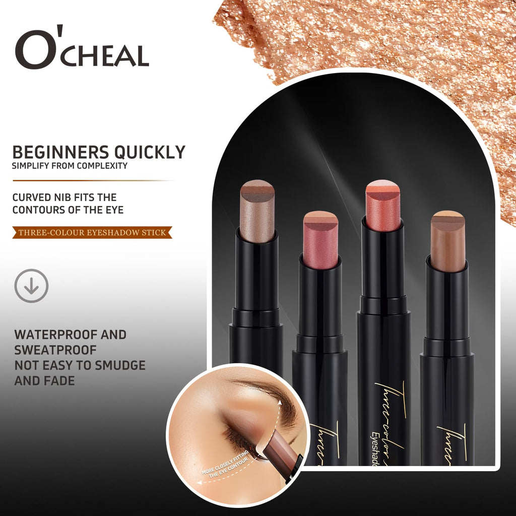 O'CHEAL 4PCS Gradient Eyeshadow Sticks – Matte, Shimmer, Waterproof