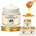 OCVWJKD Beef Tallow & Honey Balm – 3-Pack All-Natural Skin Moisturizer for Face & Body | Grass-Fed Tallow & Raw Honey Blend | 6 Oz