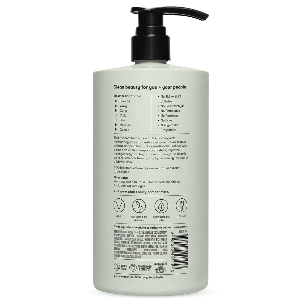 Odele Smoothing Sulfate-Free Shampoo – Extra Moisture, Frizz Control, Shine | 32 Fl Oz