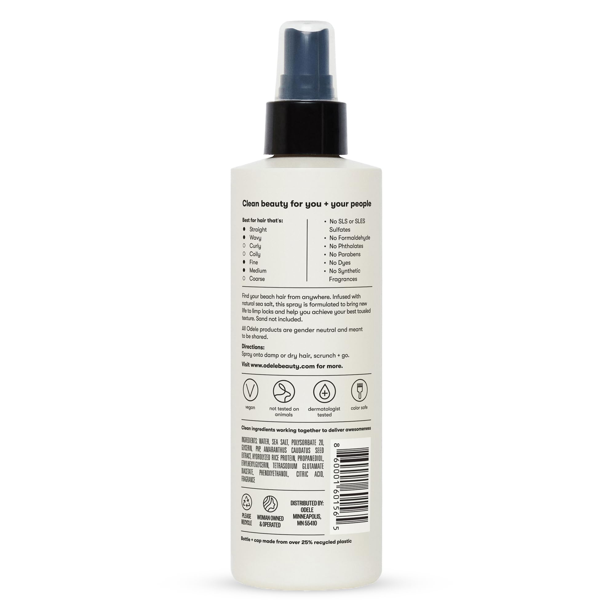 Odele Texturizing Sea Salt Spray – Volume & Beachy Texture for Straight-to-Wavy Hair (8 Fl Oz)