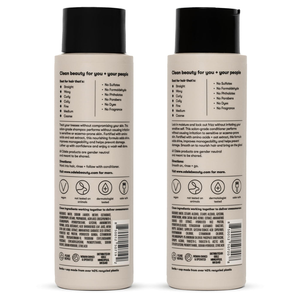 Odele Ultra-Sensitive Sulfate-Free Shampoo & Conditioner Set – Gentle, Fragrance-Free, All Hair Types 13 Fl Oz Each (2-Pack)