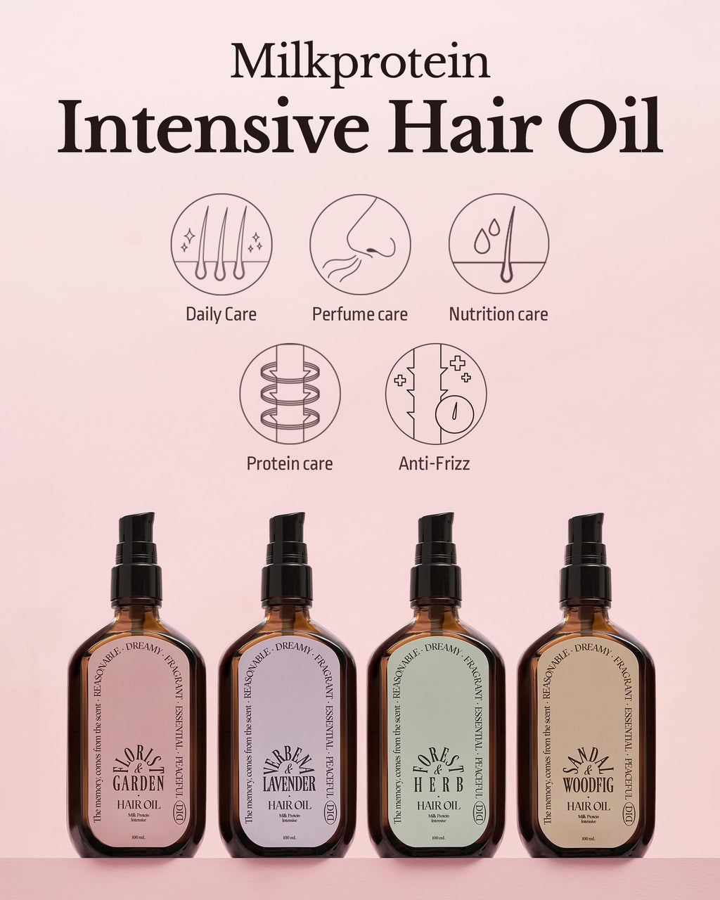 ODID Milk Protein Intensive Hair Oil – Korean Anti-Frizz Nourishing & Smoothing Serum with Argan Oil & Plant Oils | Verbena Lavender Scent 3.38 fl oz
