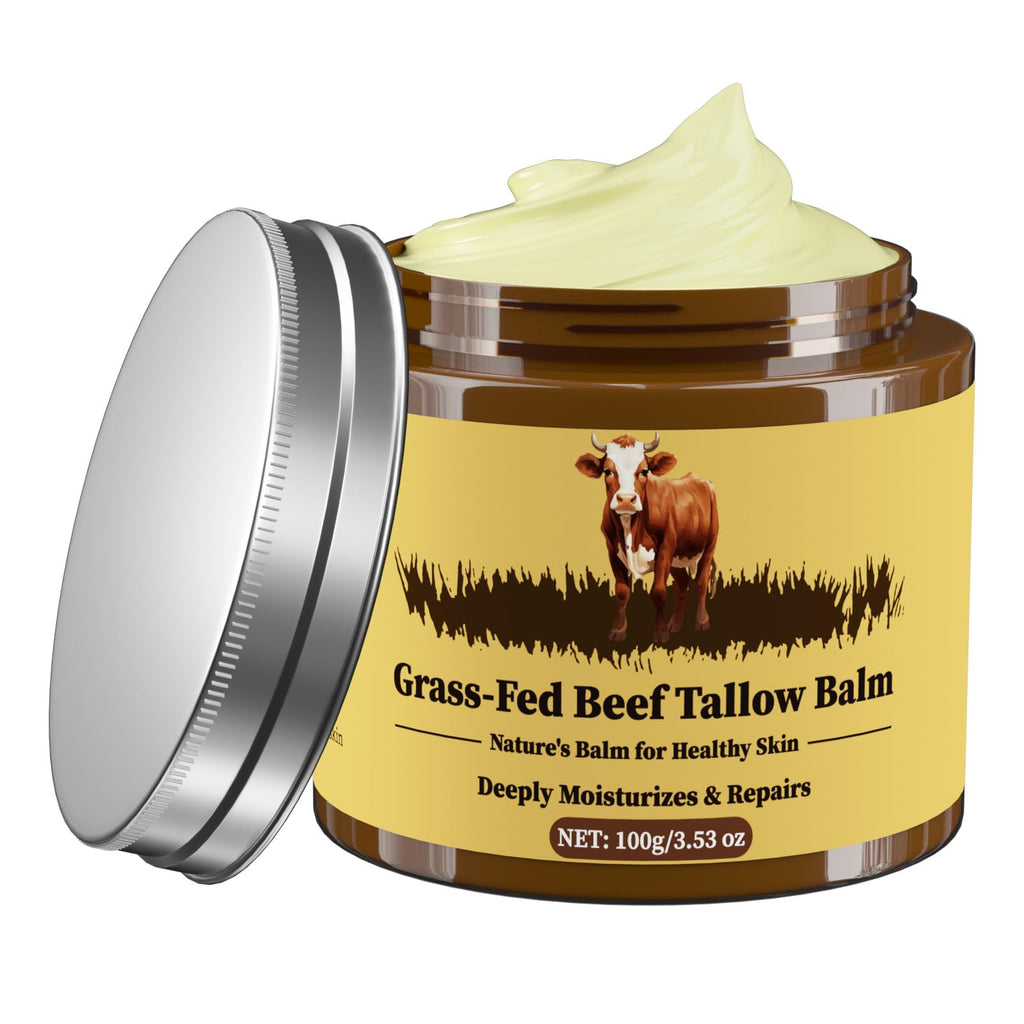 Oebitor Beef Tallow Balm — 100% Organic Grass-Fed Whipped Moisturizer for Face & Body (3.53oz)