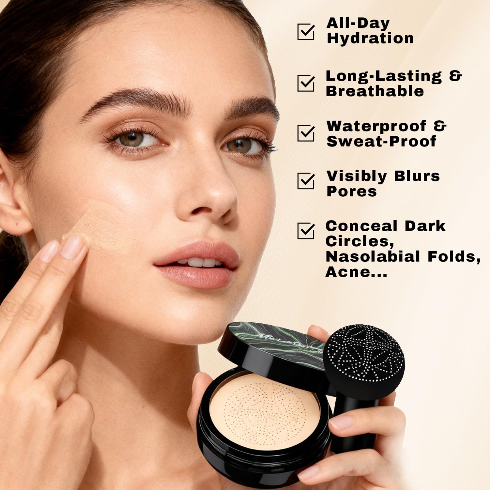 OETUIOW Mushroom Head Air Cushion CC Cream Gift Set – Upgraded Formula with 2 Refills, Waterproof