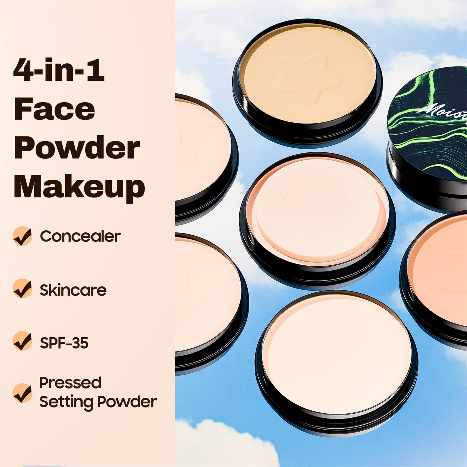 OETUIOW Mushroom Head Air Cushion CC Cream with Setting Powder Set – Shine Control, Blur & Even Skin Tone for All Skin Types