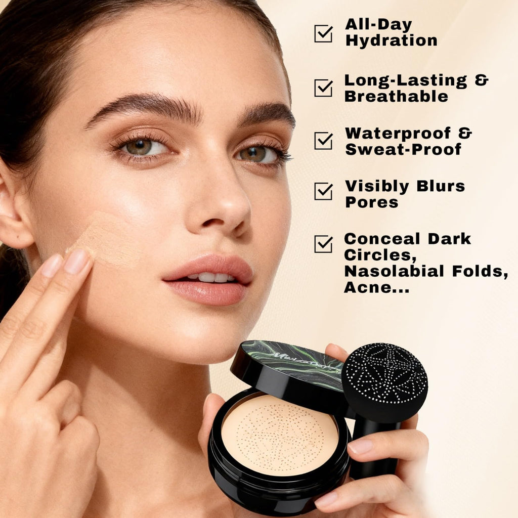 OETUIOW Mushroom Head Air Cushion CC Cream Gift Set — Upgraded Hydrating Formula, 2 Refills, Medium (20g×3)