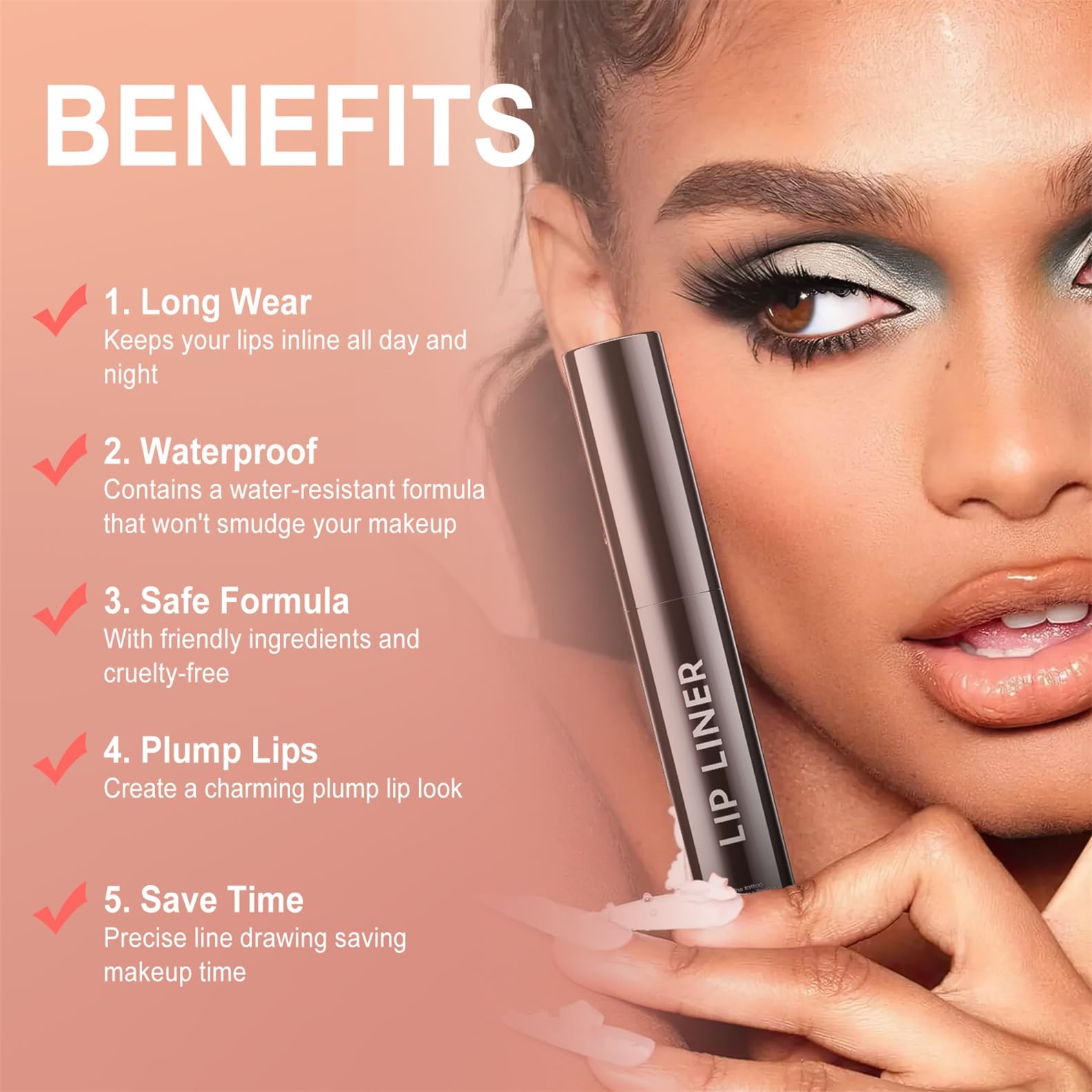 OETUIOW Lip Stain Peel Off Lip Liner – Long-Lasting, Waterproof, Transfer-Proof, Rose