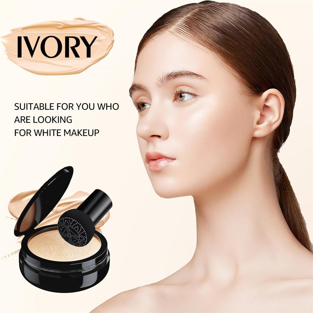OETUIOW Mushroom Head Air Cushion CC Cream – Long-Lasting BB Cream for Mature Skin, Ivory