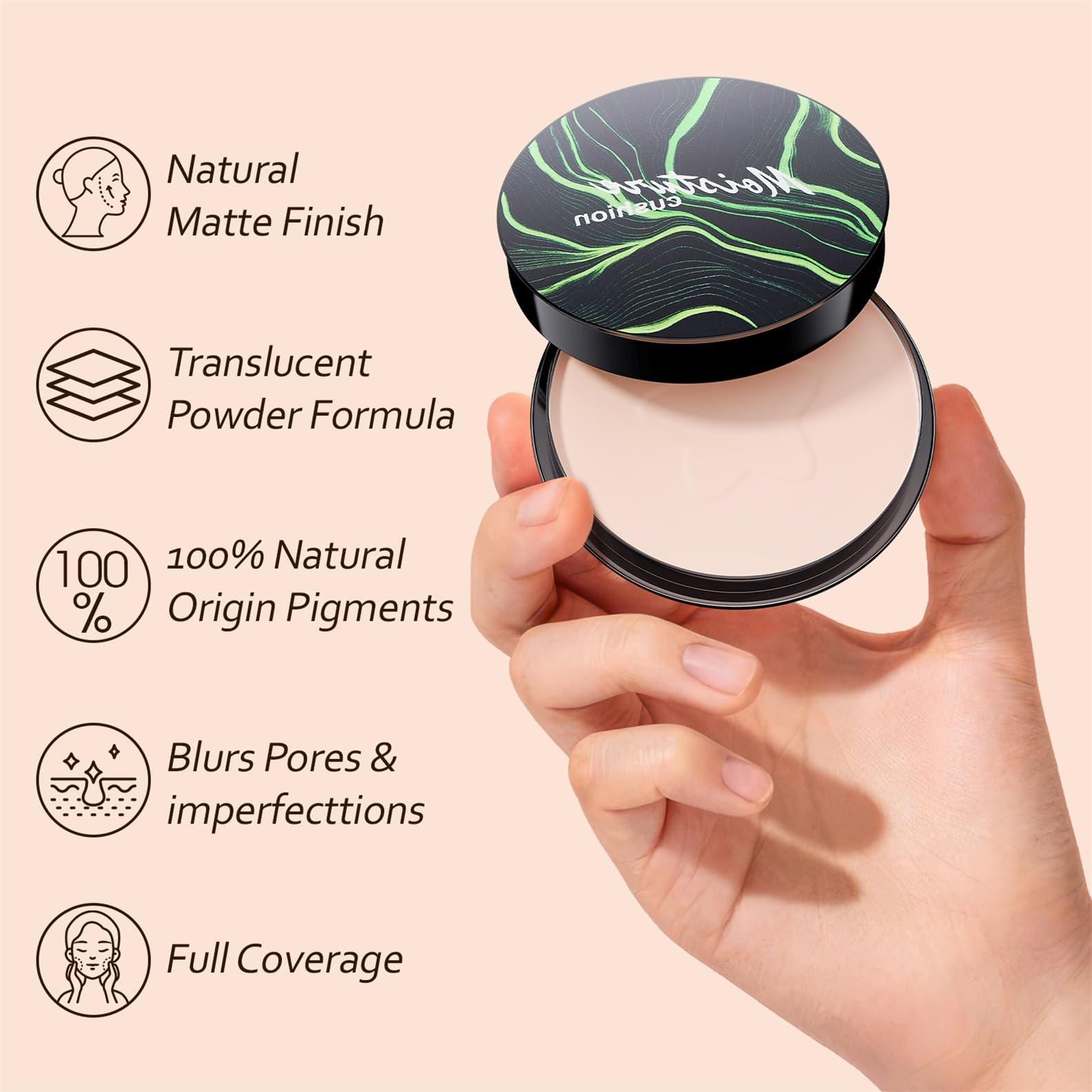 OETUIOW Mushroom Head Air Cushion CC Cream with Setting Powder Set – Shine Control, Blur & Even Skin Tone for All Skin Types
