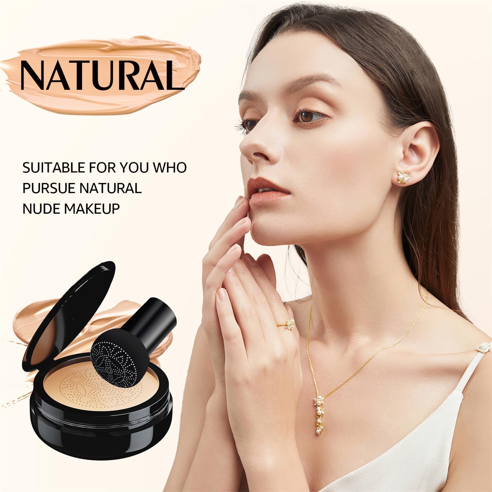 OETUIOW Mushroom Head Air Cushion CC Cream with Setting Powder Set – Shine Control, Blur & Even Skin Tone for All Skin Types