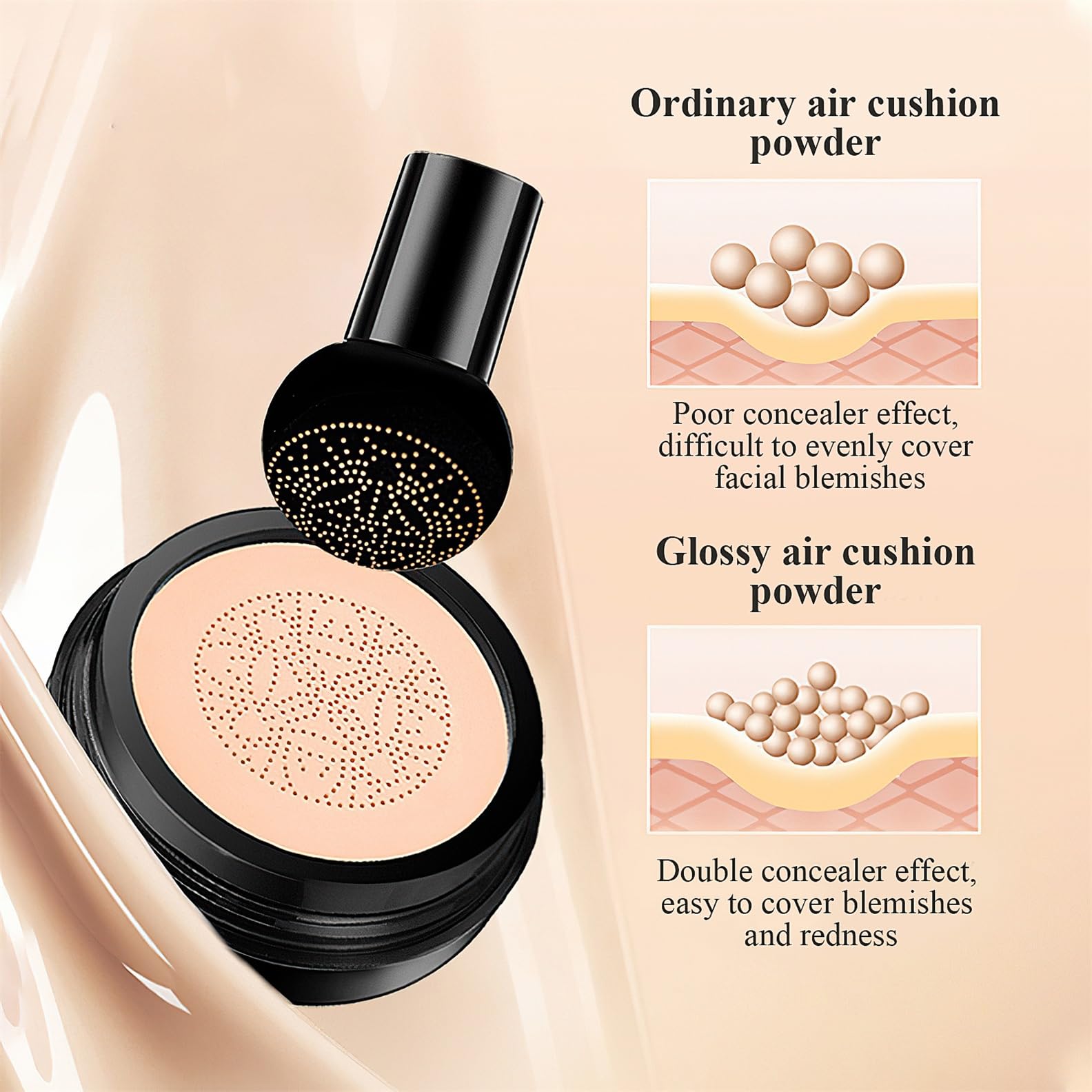 OETUIOW Mushroom Head Air Cushion CC Cream Medium – Long-Lasting BB Cream for Mature Skin