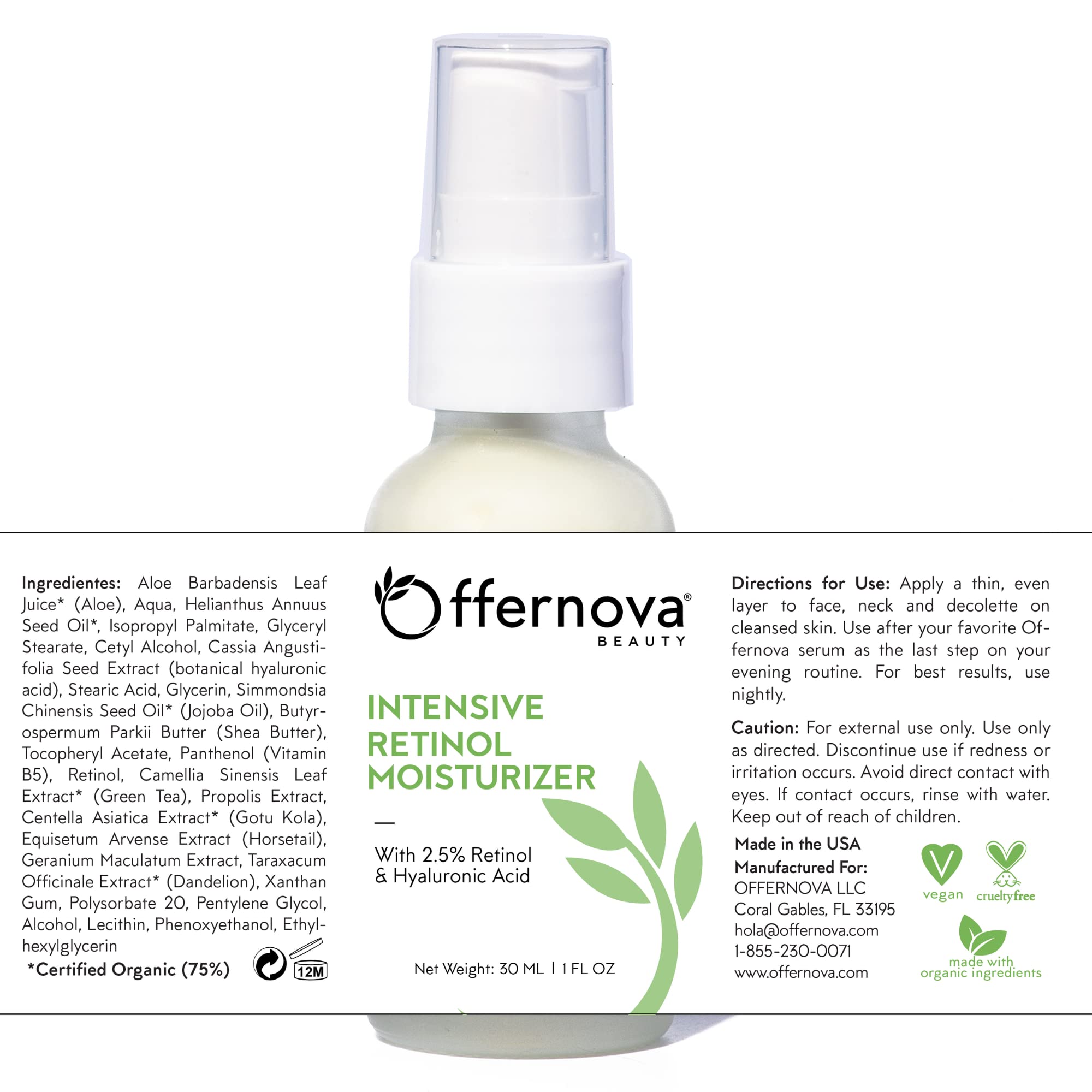 Offernova Intensive Retinol Moisturizer – Deep Hydration Night Cream with 2.5% Vitamin A, Hyaluronic Acid & Vitamin E