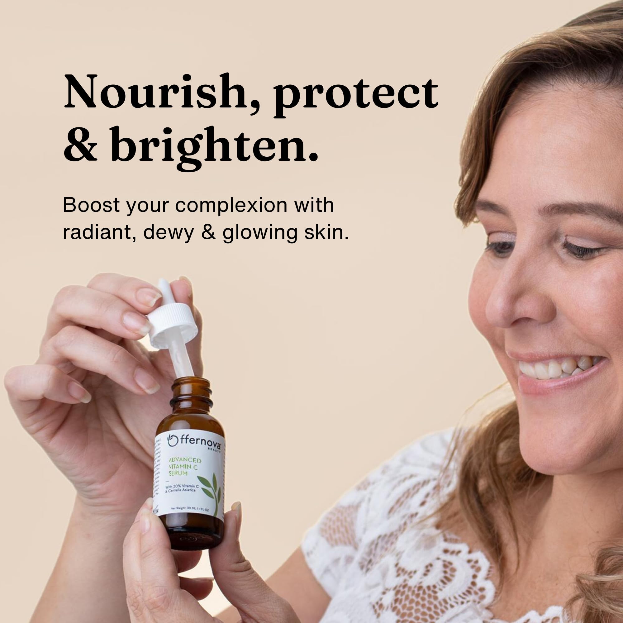 Offernova Organic Vitamin C Serum - 20% Vitamin C + Hyaluronic Acid | Anti Aging Serum for Face, Eyes & Neck | 1 oz