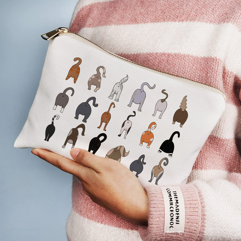 OFlyDesigns Doodle Cat Butt Makeup Bag — Funny Cat Lover Gift