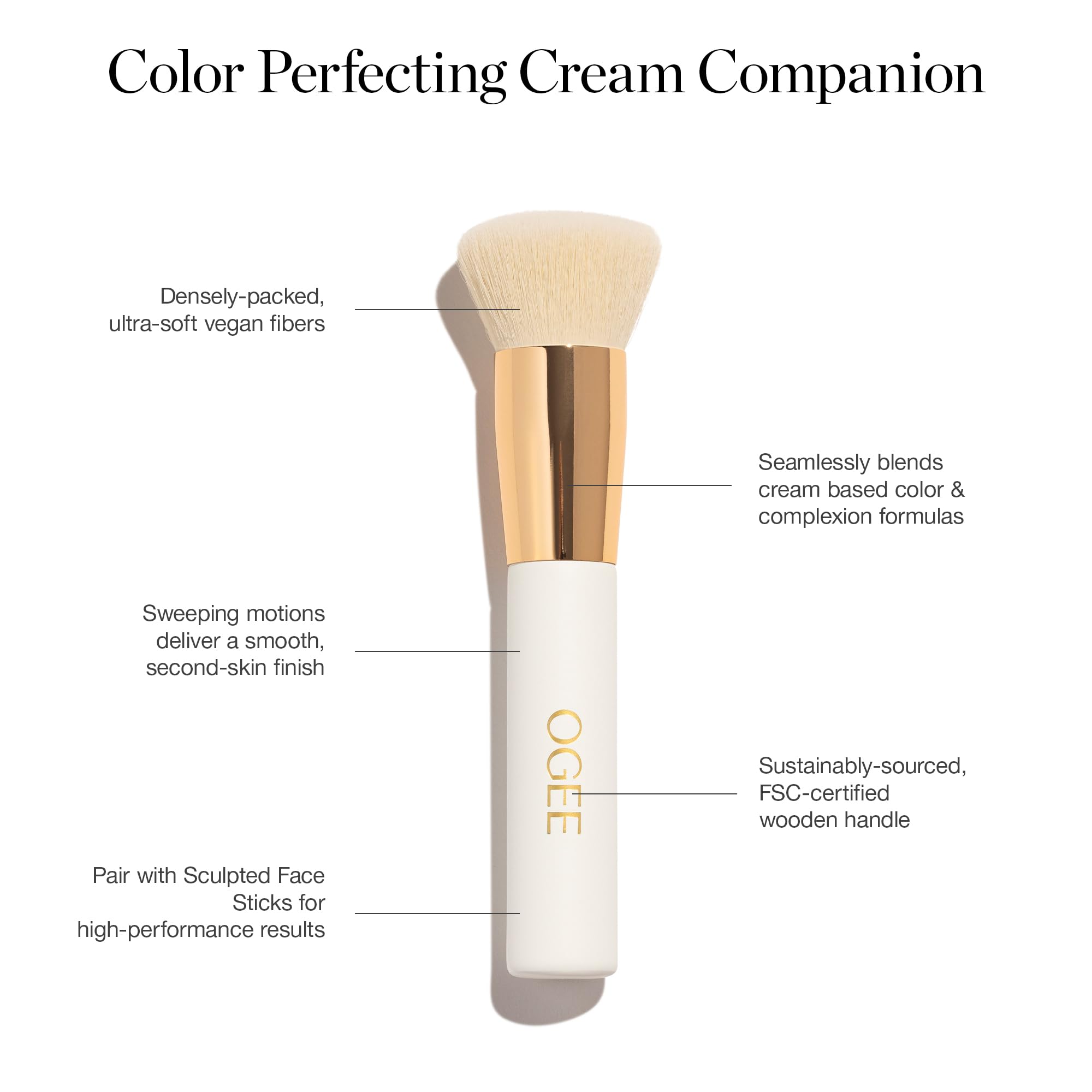 Ogee Makeup Brush Bundle: Blender, Base, Powder, Precision & Cleanser