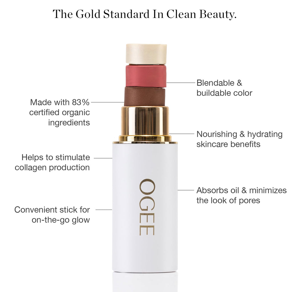 Ogee Sculpted Face Stick Moonstone Ultraviolet Sheen – Certified Organic Highlighter Makeup