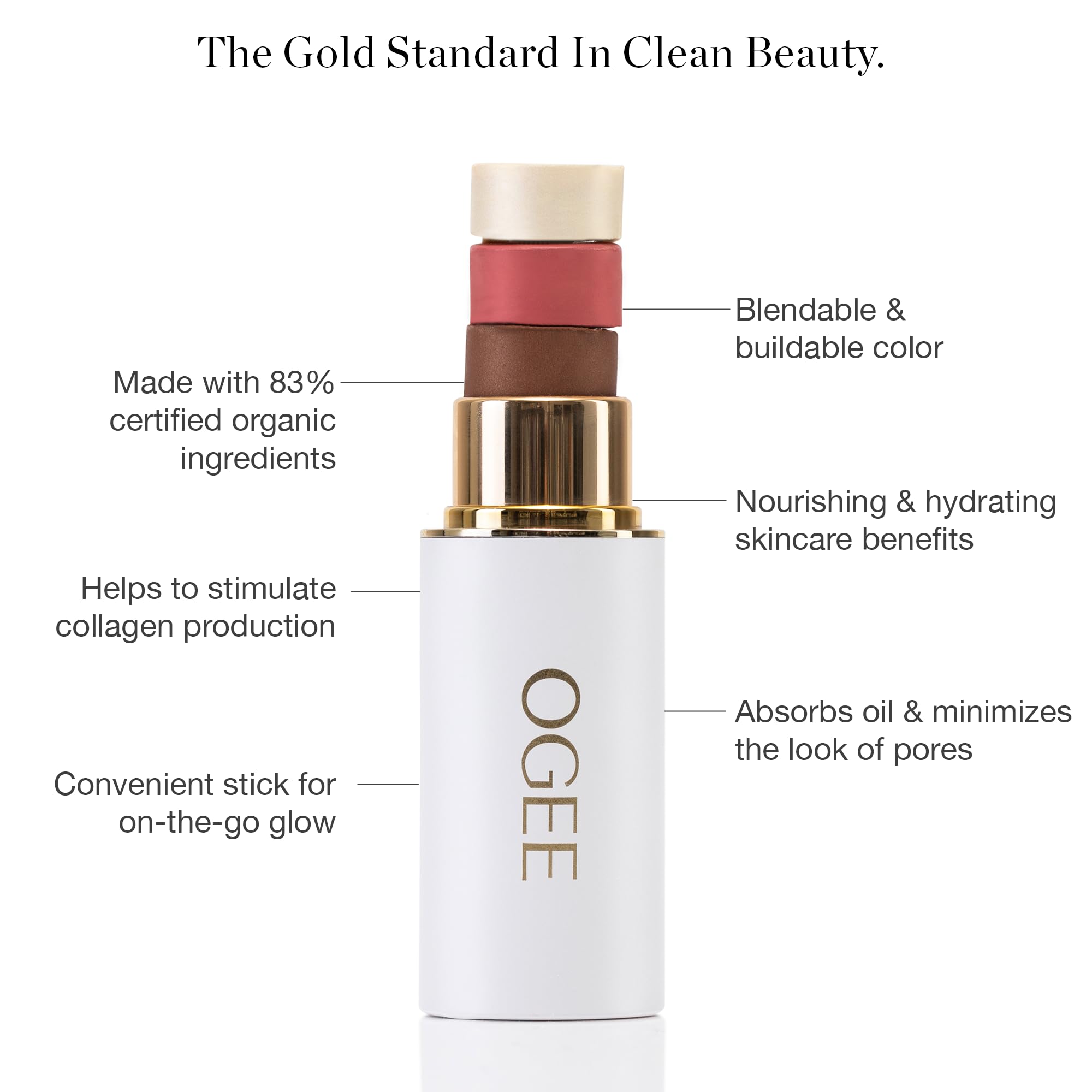 Ogee Sculpted Face Stick – Pearlescent Peony Shimmer | Certified Organic Highlighter Makeup