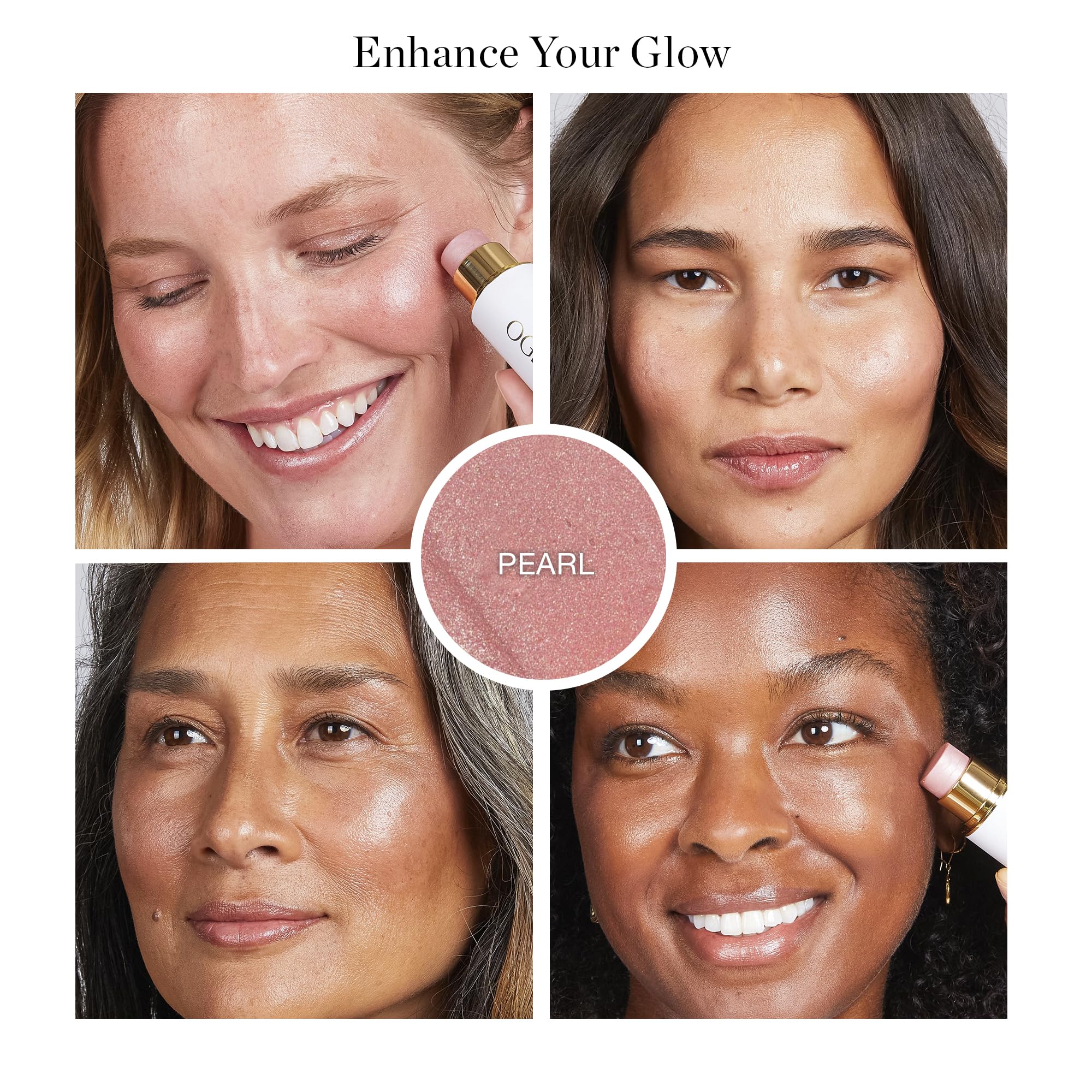 Ogee Sculpted Face Stick – Pearlescent Peony Shimmer | Certified Organic Highlighter Makeup