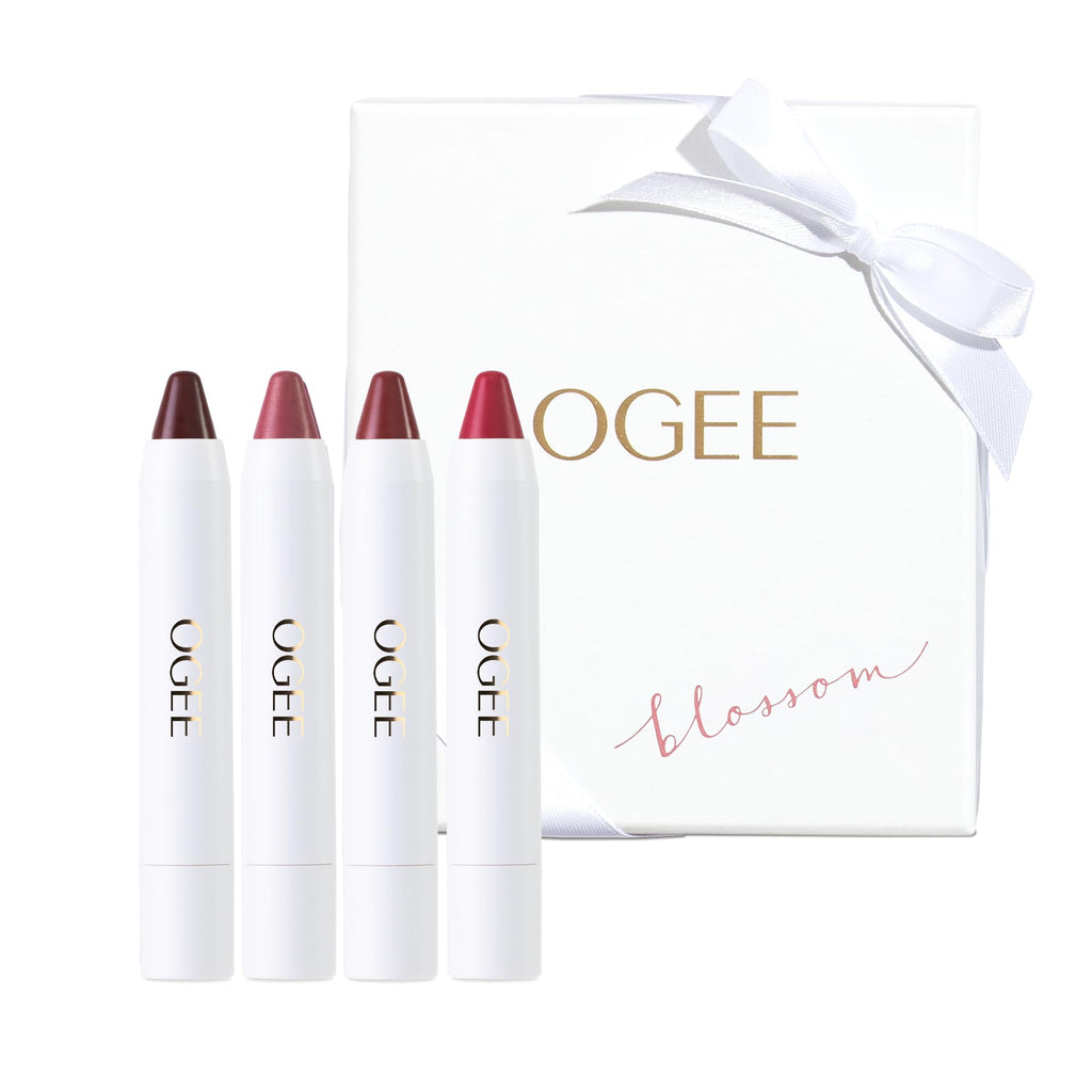 Ogee Tinted Sculpted Lip Oil Blossom Gift Set – 4-Piece Lip Care & Color