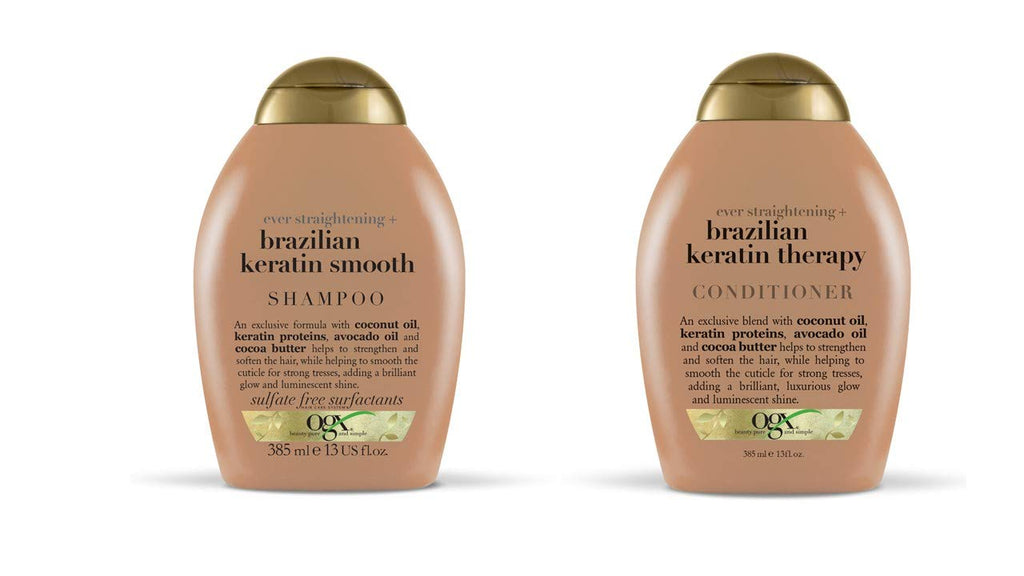 OGX Ever-straightening + Brazilian Keratin Therapy Shampoo & Conditioner Set – 13 oz x 2