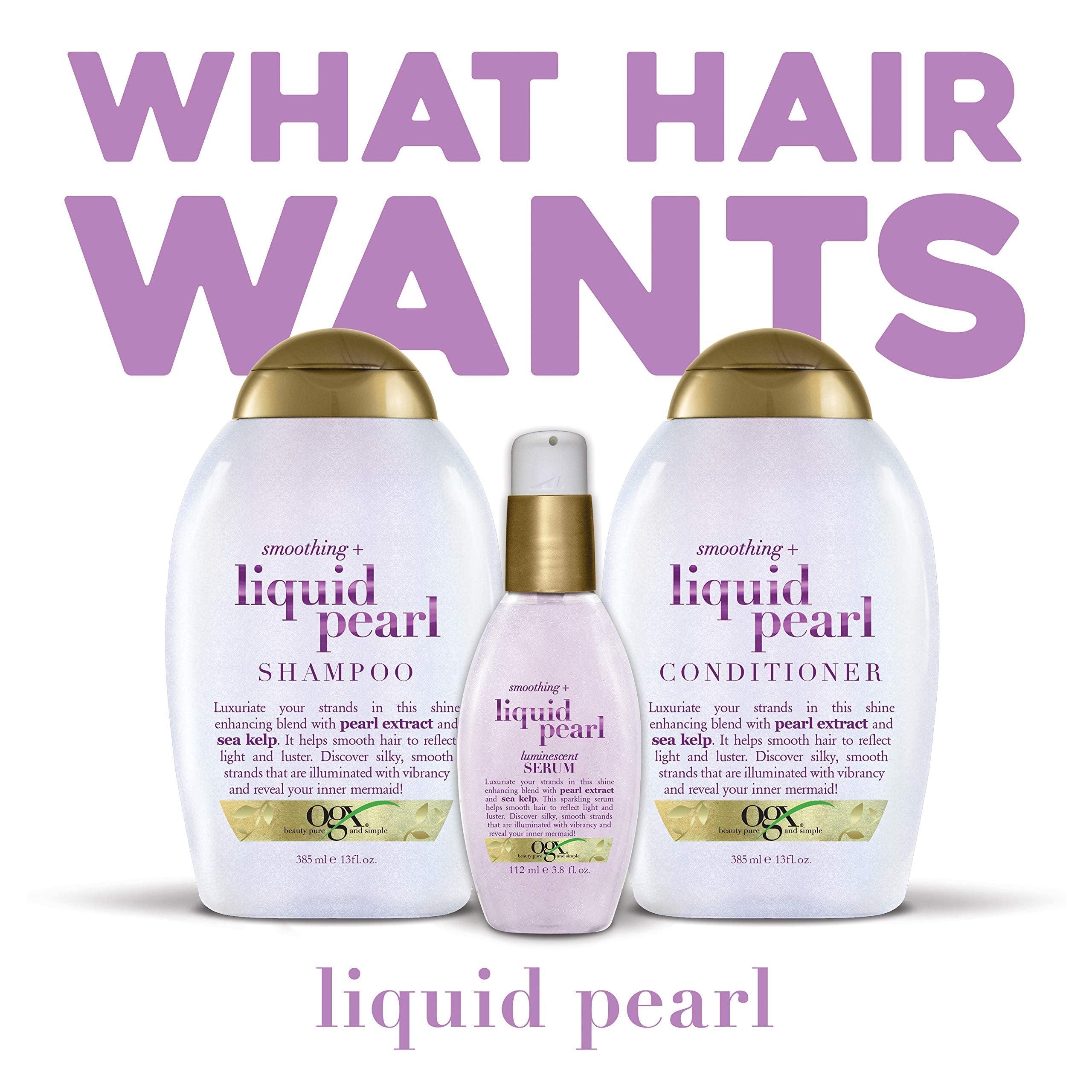 OGX Smoothing + Liquid Pearl Conditioner, 13 oz – Frizz-Free Shine & Hydration