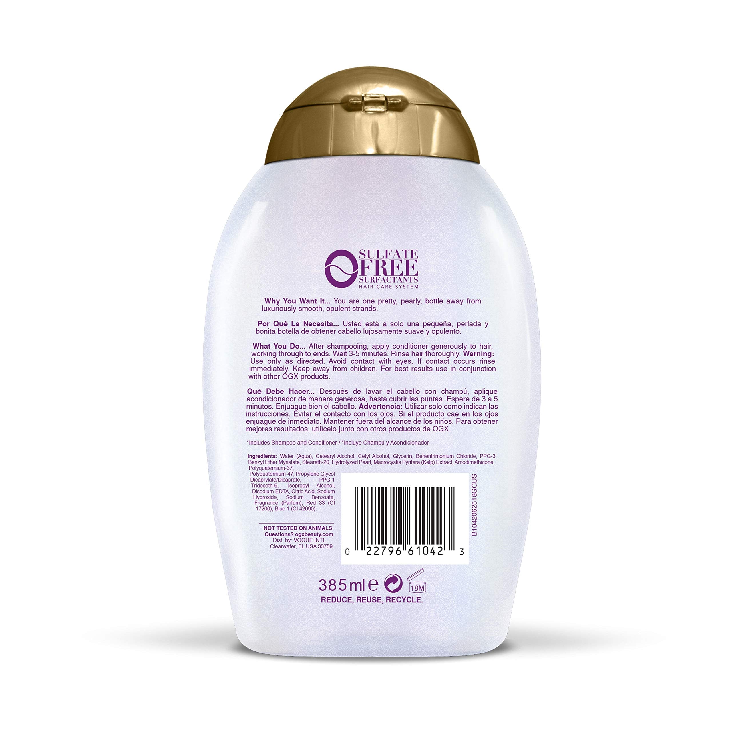 OGX Smoothing + Liquid Pearl Conditioner, 13 oz – Frizz-Free Shine & Hydration
