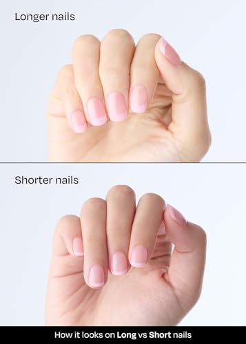 ohora Semi Cured Gel Nail Strips (N Romantic French) – Pink, Easy to Apply, Works with UV/LED Lamps, Salon-Quality