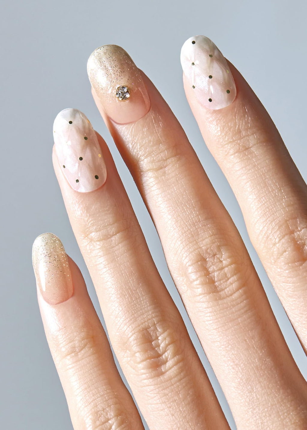 Ohora Champagne Glow Semi-Cured Gel Nail Strips – Salon-Quality, Easy to Apply