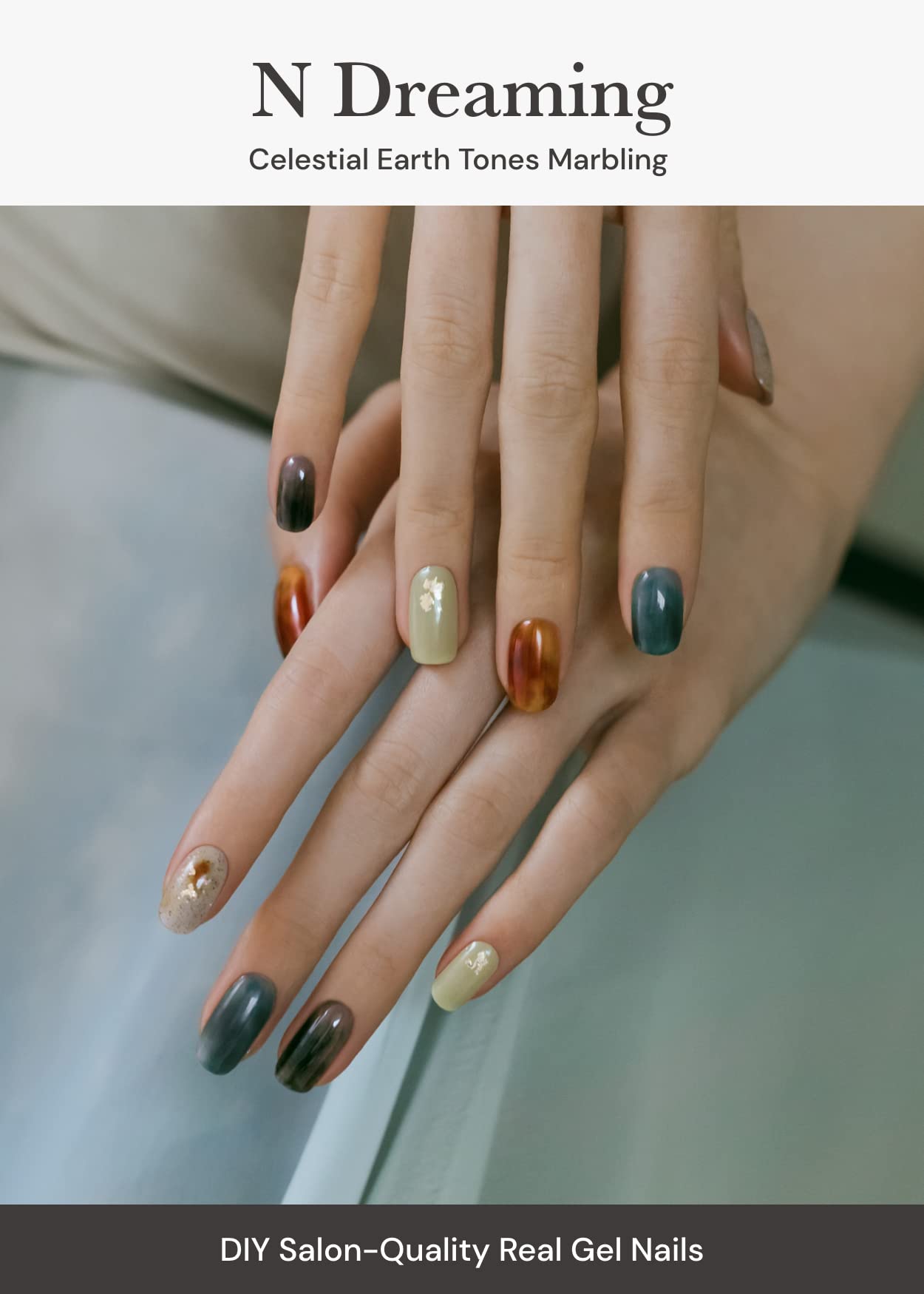ohora Semi Cured Gel Nail Strips (N Dreaming) - Dark Patterned Nails, Easy At-Home Application, Salon-Quality & Long-Lasting