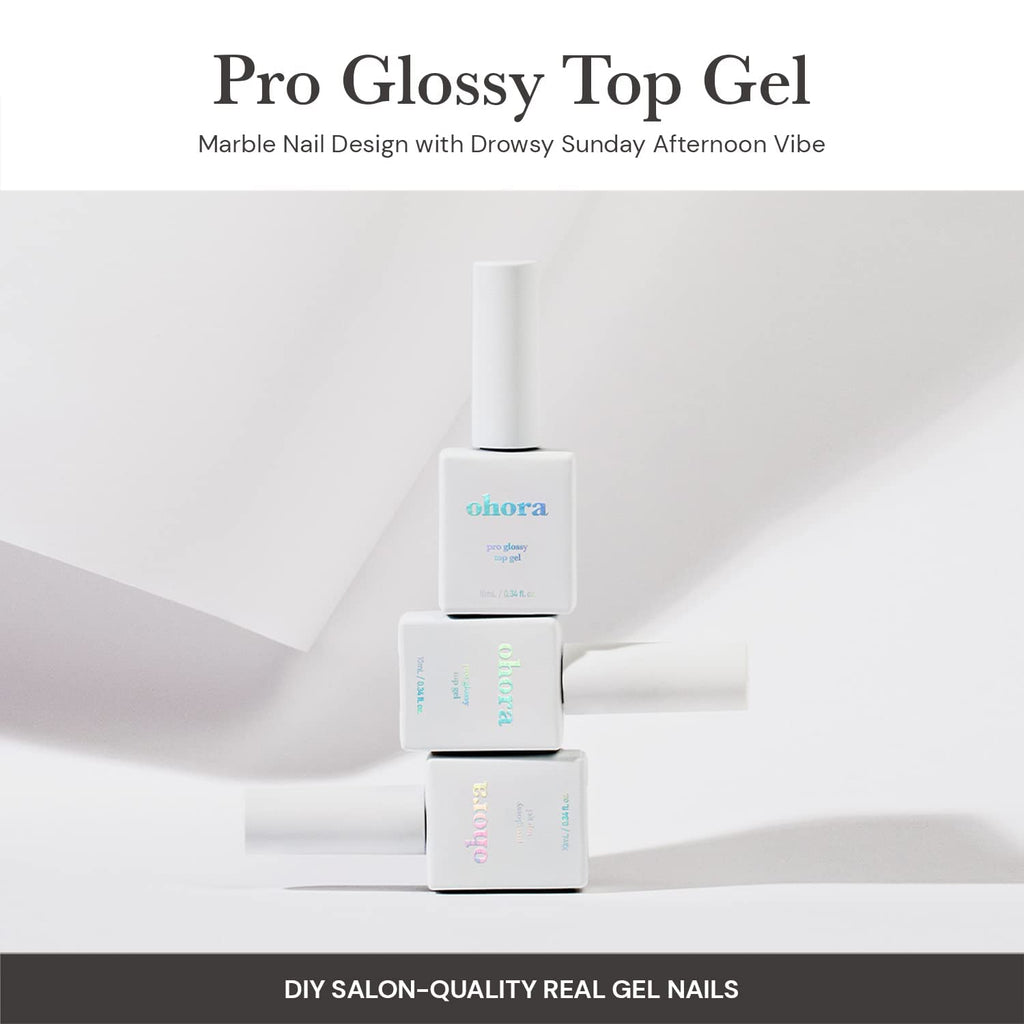 ohora Gel Nail Care (Pro Glossy Top Gel) – Corrects Nail Texture, Easy to Use & Remove for Semi-Cured Nail Strips